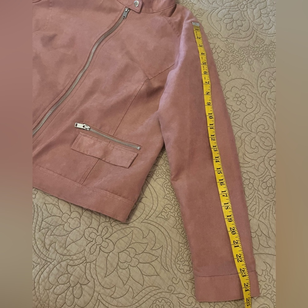๐๏ธ 3 For $10๐๏ธ Apt 9 Women's Dusty Rose Pink Faux Suede Jacket, Size L - Picture 7 of 9